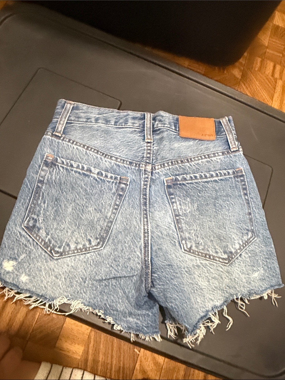 Abercrombie & Fitch Distressed High-Rise Jean Shorts - Light Blue Denim - Picture 3 of 4
